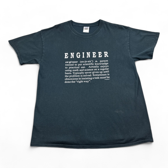 Vintage Engineer Shirt Adult LARGE Black Math Science Problem Solver Definition - Picture 1 of 6